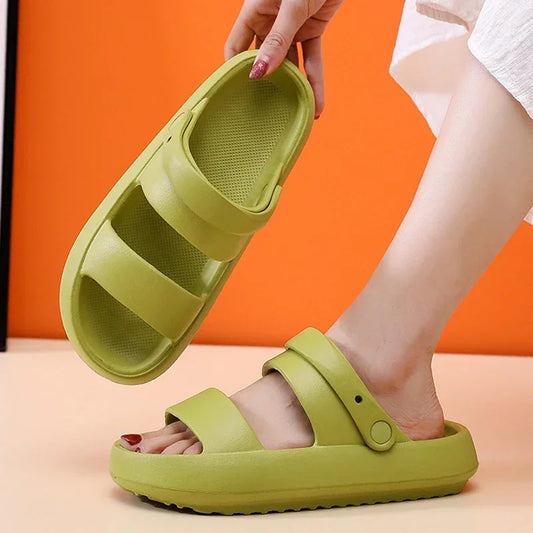 Women Summer Beach Platform Sandals Green Soft